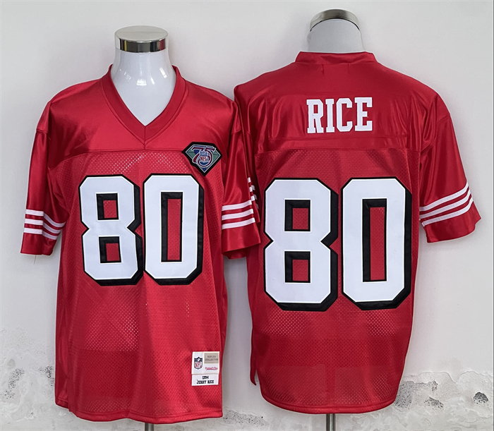 Men's San Francisco 49ers #80 Jerry Rice Red Throwback Stitched Football Jersey